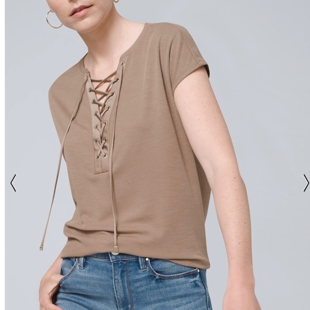 WHBM NWT Sandwashed Lace-up Tee